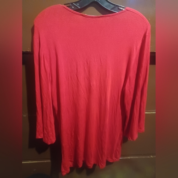 Red Ruched Blouse with Embellished Details (A) - Picture 6 of 11